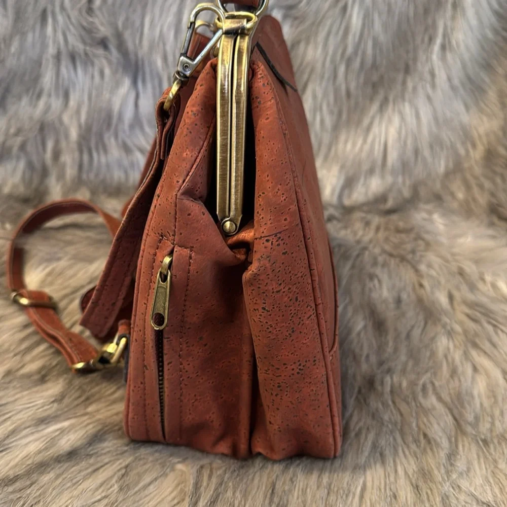 Rust Brown Women's Backpack Purse - Classic Structured Top-Handle Backpack